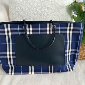 Burberry London Blue Check Tote Bag